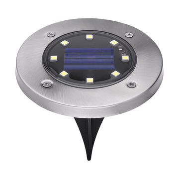Outdoor Solar-Powered Disk Light, 8 Pack