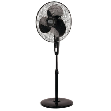 Stand Fan With Remote, Round Base, Black, 18-Inch
