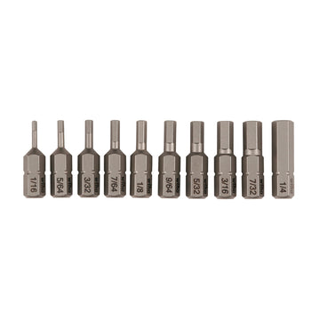 10 Piece Bit Set - Hex Inch