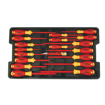 19 Piece Insulated SoftFinish Screwdriver and Cat III Voltage Detector Set with Toolbox Tray