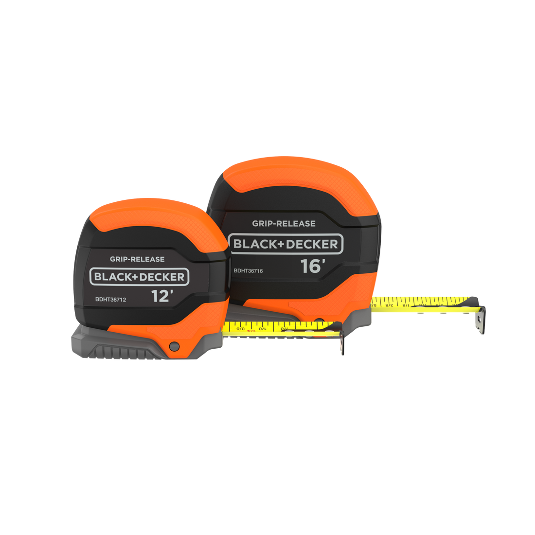 Tape Measure Bundle, Grip Release, Self Lock, 12-Foot & 16-Foot