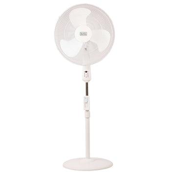 Stand Fan  With Remote, Round Base, White, 18-Inch