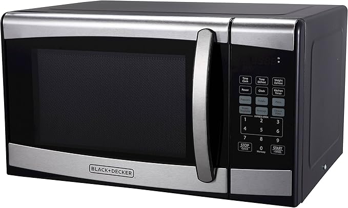 Stainless Steel Microwave with Turntable, Black | Silver