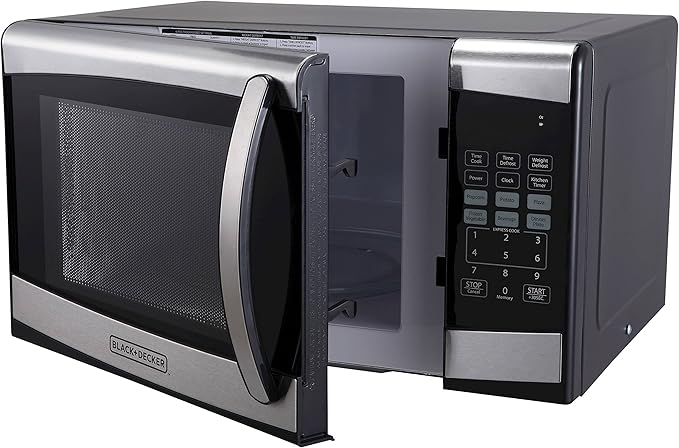 Stainless Steel Microwave with Turntable, Black | Silver