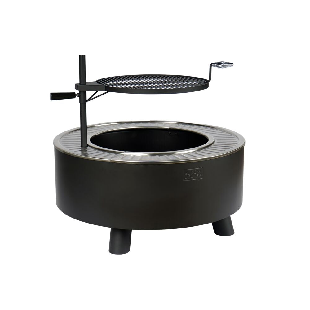 Smokeless Wood Burning Fire Pit Black with Grill, 34-Inch