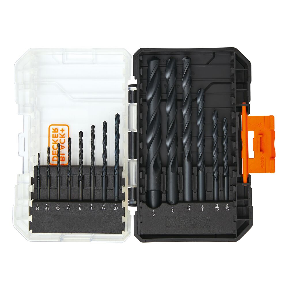 14 Piece Drill Bit Set With Storage And Size Markings