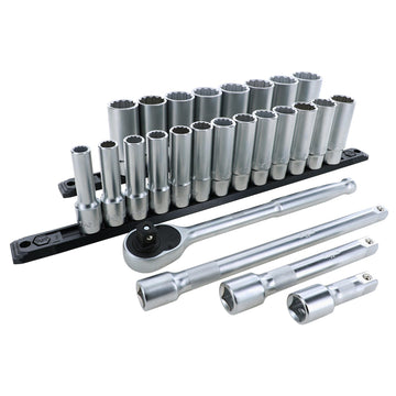 25 Piece 1/2" Drive Deep Socket Set - Metric
