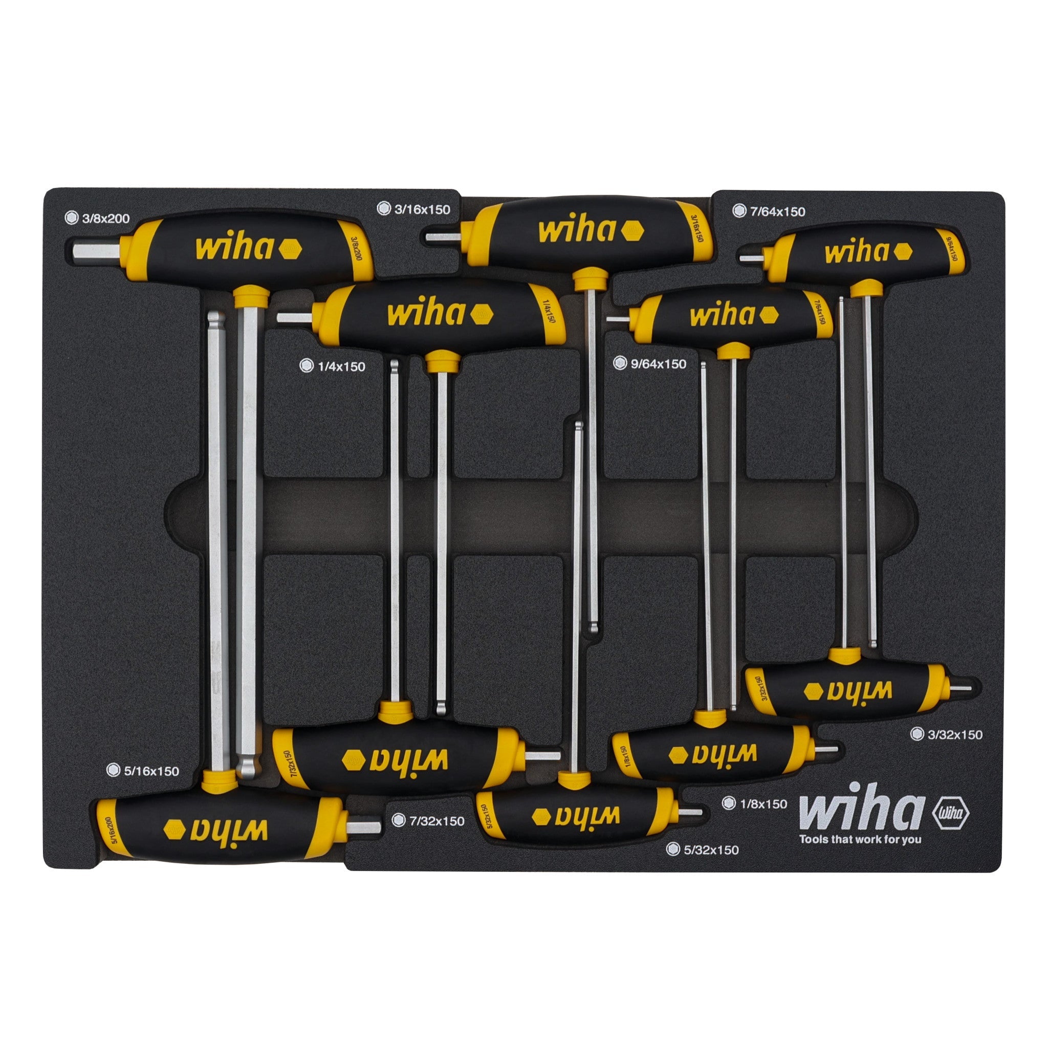 10 Piece SoftGrip Dual Drive Hex SAE T-Handle Tray Set