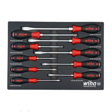 10 Piece SoftFinish XHeavy Duty Cushion Grip Screwdriver Tray Set
